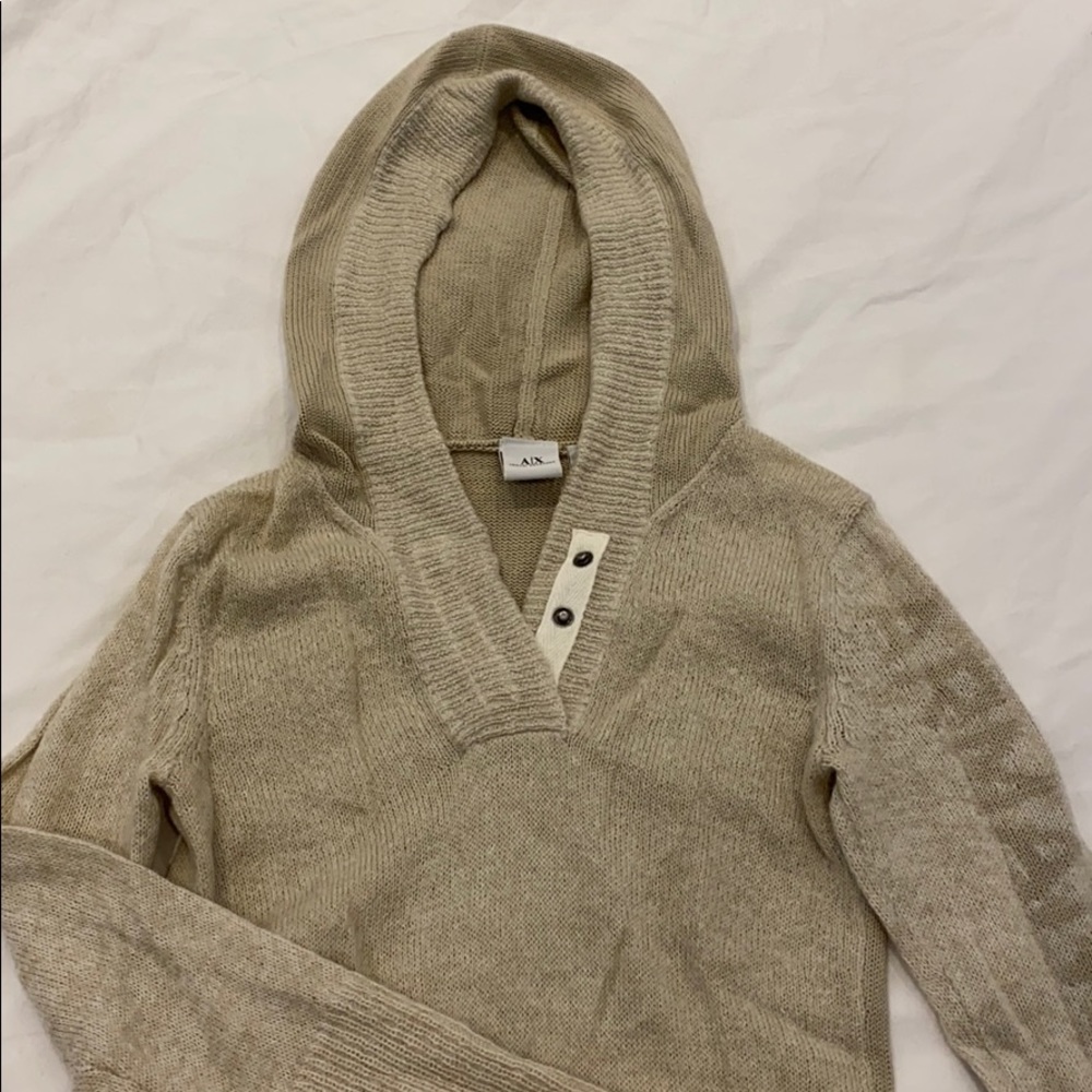 Armani exchange hooded knit sweater xs
